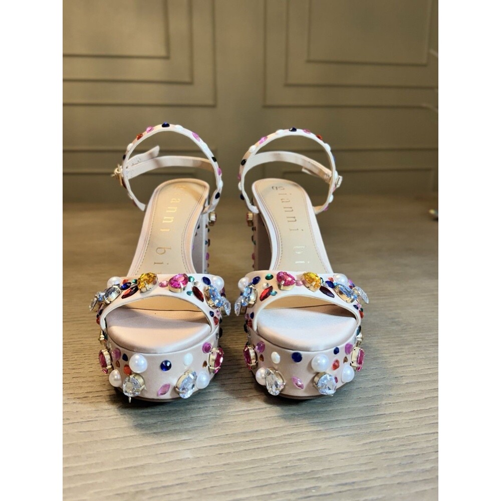 GIANNI BINI Nude Multi-Gem Platform Heels. Size 7.5 - Picture 3 of 9